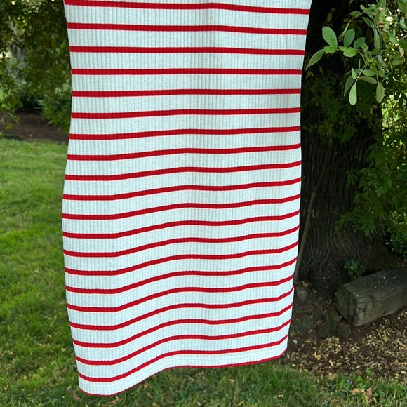 Striped Bodycon Mini Dress DIVIDED Red Stripes Polo Collar - Size M - Picture 3 of 8